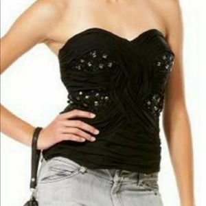 Bebe Purple Beaded Bustier Top XS